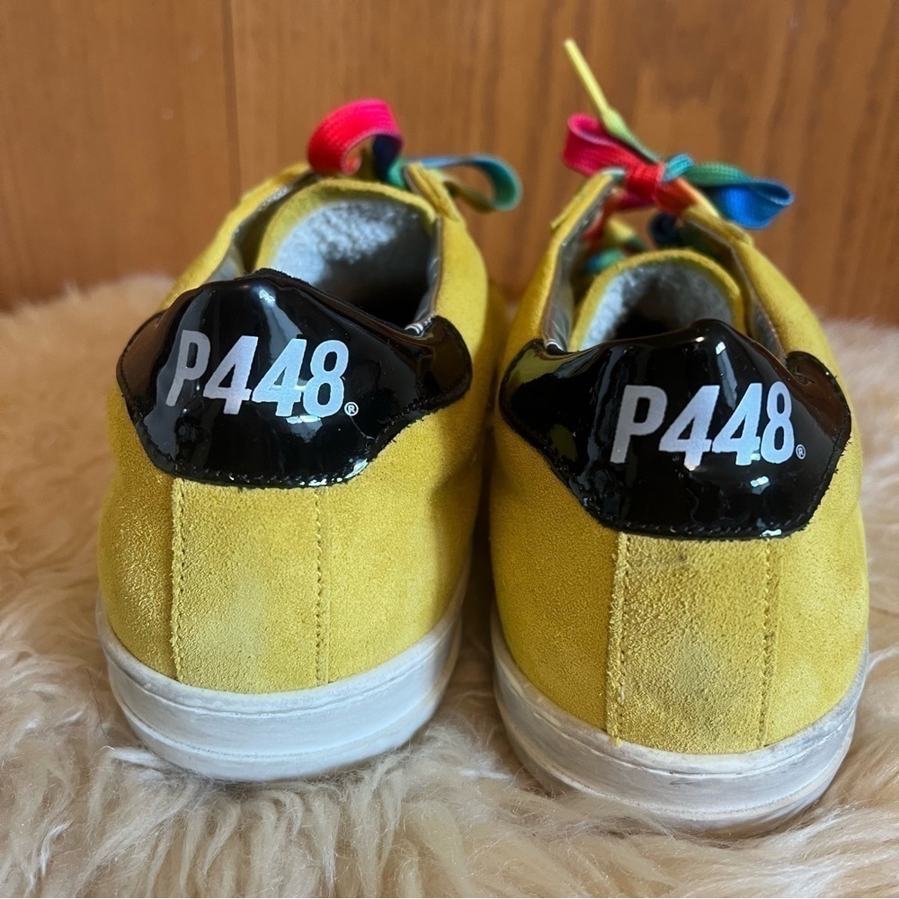 P449 John Yellow Suede Women’s Low Top Sneakers Sz-40 - Picture 3 of 8